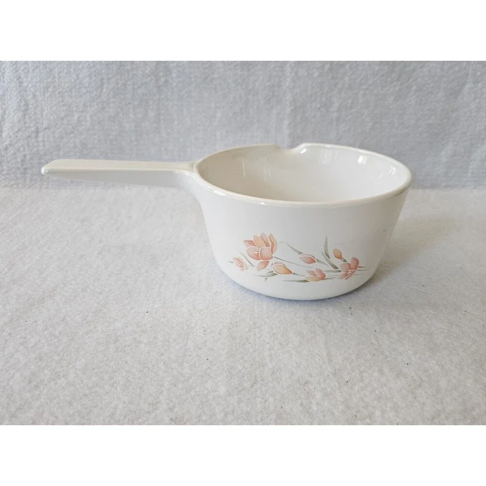 Corning Ware S 1 B 1 Quart Saucepan Peach Blossom Floral With Handle